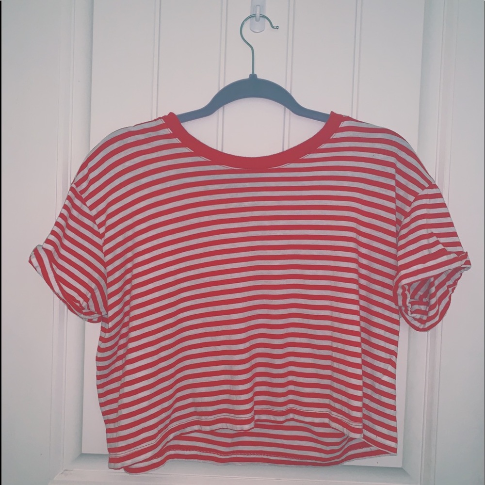 Striped boxy cropped tee